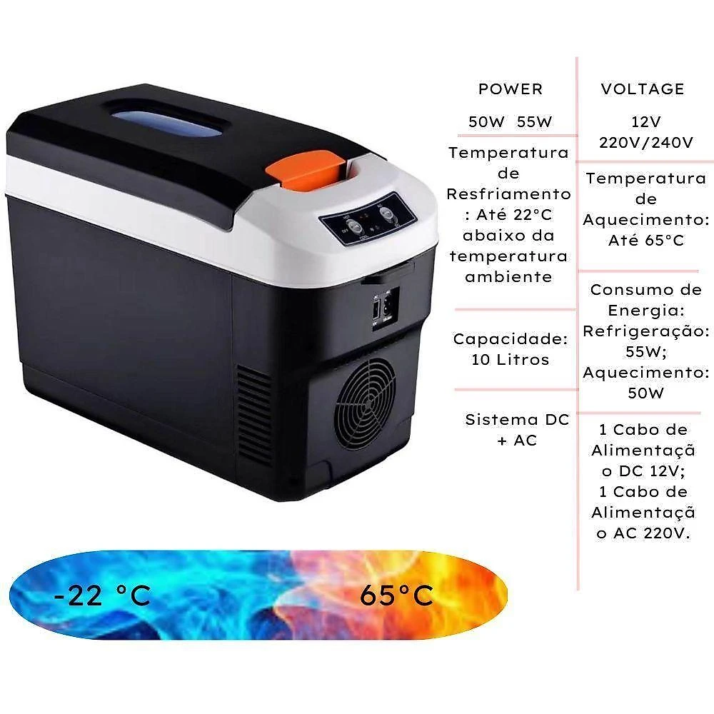 Geladeira Portátil Mini Cooler 2em1 10L Função 2 em 1 Bivolt