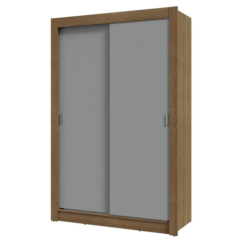Guarda-roupa solteiro 2 portas de correr 2 gavetas rustic/cinza vivare madesa