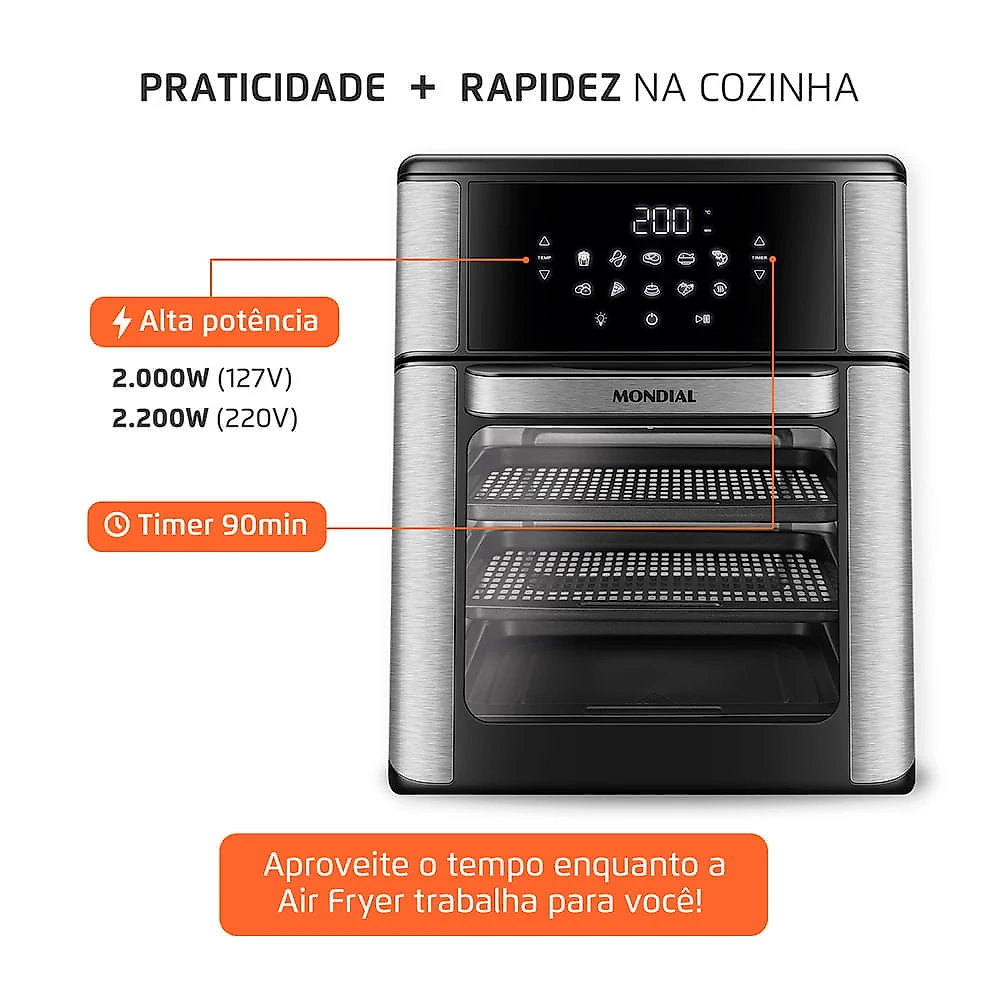 Fritadeira Elétrica Forno Oven 12L Mondial AFON-12L-BI 127V