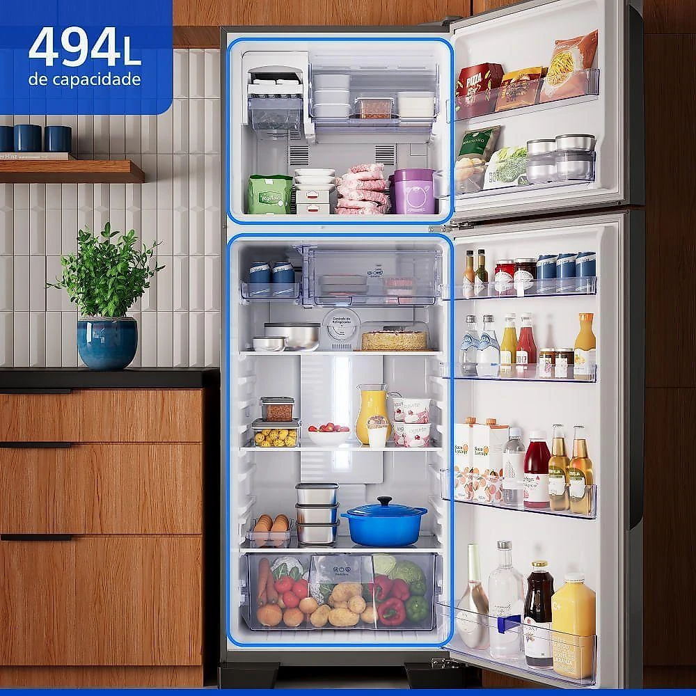 Geladeira Panasonic BT71 Black Inox Look Duplex Frost Free 494L Inverter A - NR-BT71PV4BA 110V