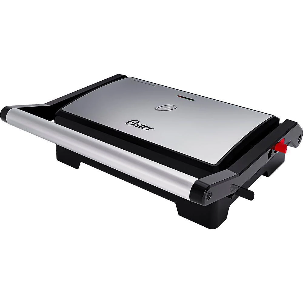 Mini grill elétrico oster ogrl230 2 em 1 inox 1000w 110v para sanduíches e carnes
