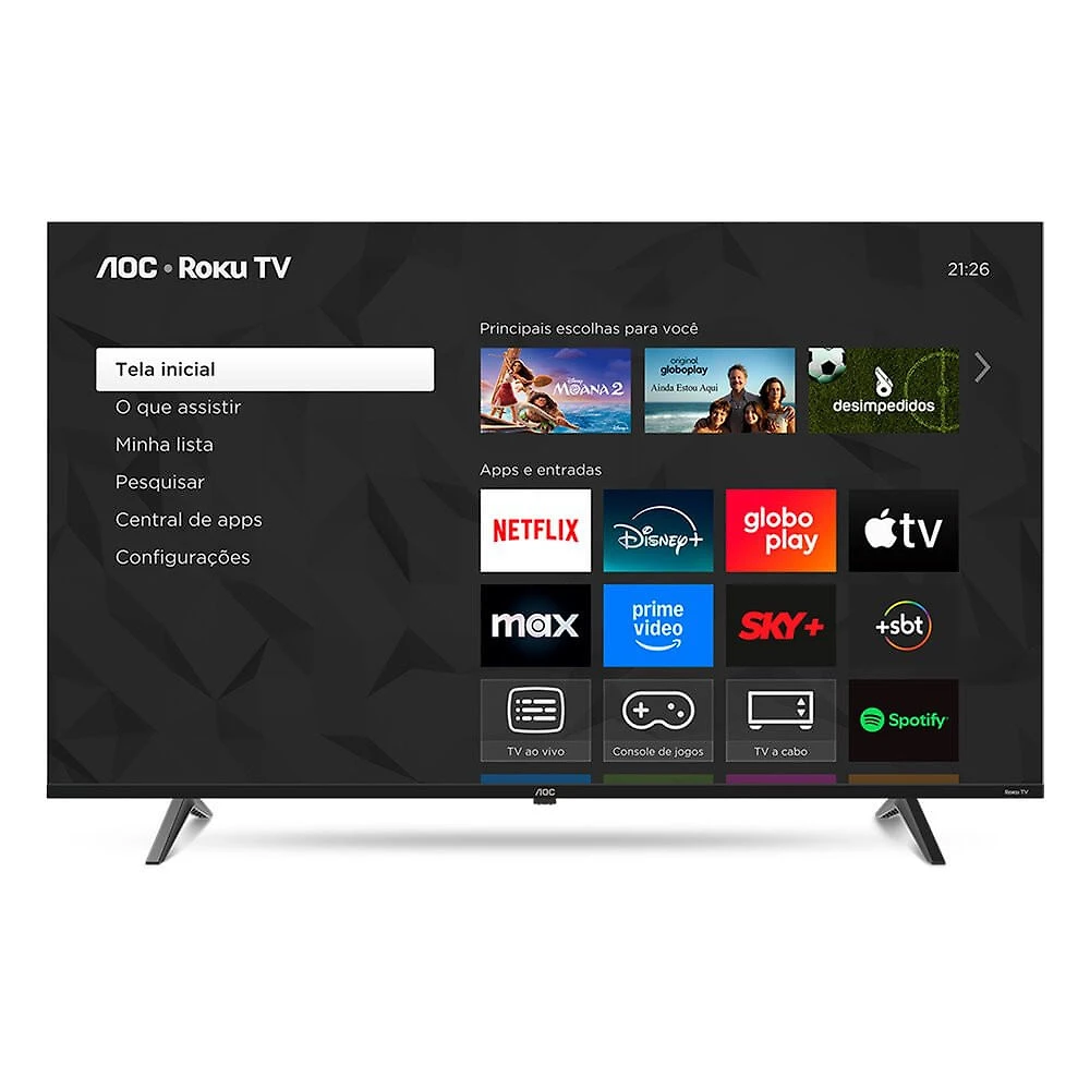 Smart TV AOC 50 Polegadas, DLED, 4K, Roku TV - 50U7045/78G Preto - Bivolt