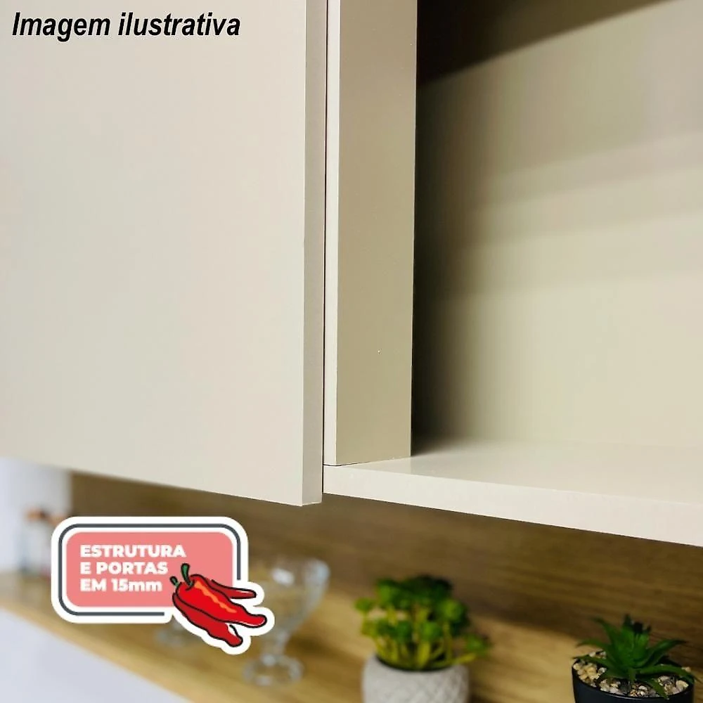 Armário de Cozinha Completa Madrid 9 Portas 1 Gaveta MDF 280cm Amadeirado Texturizado