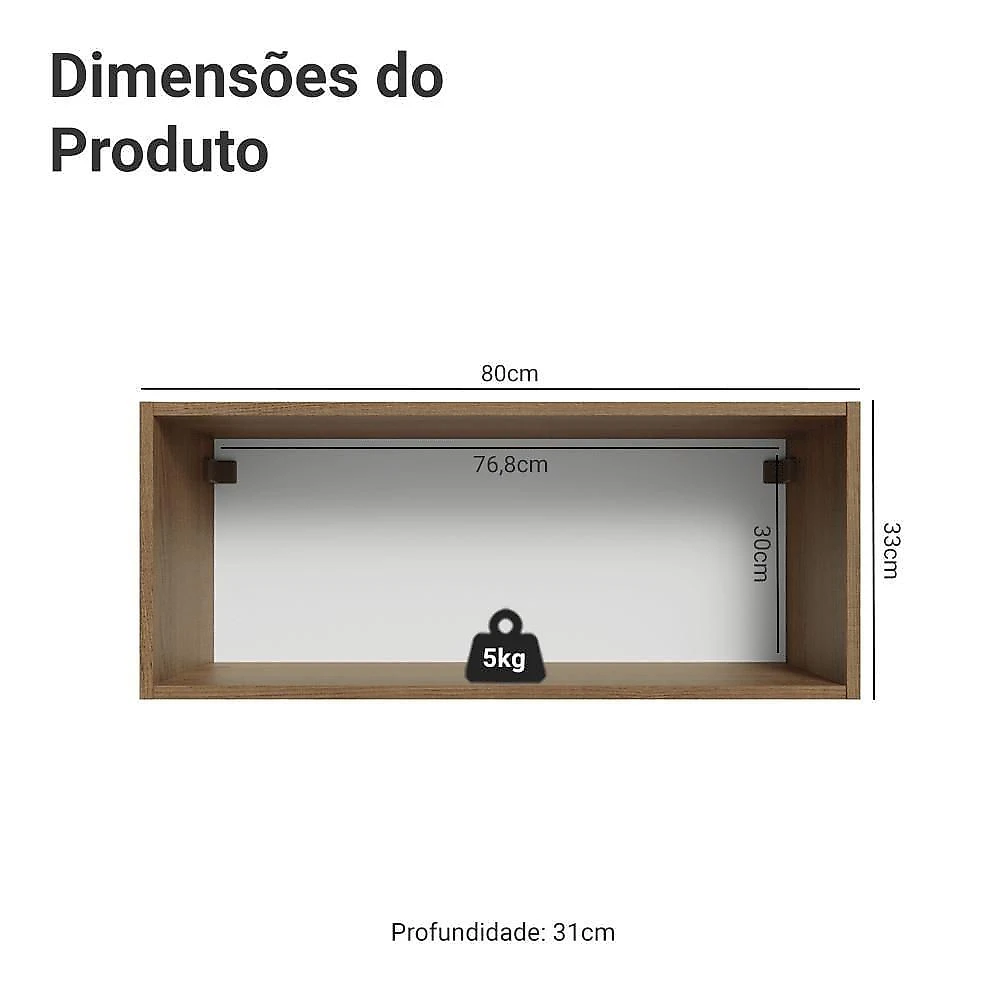 Armário Aéreo 80 Cm 1 Porta Basculante Rustic/verde Vik Madesa Rustic/verde