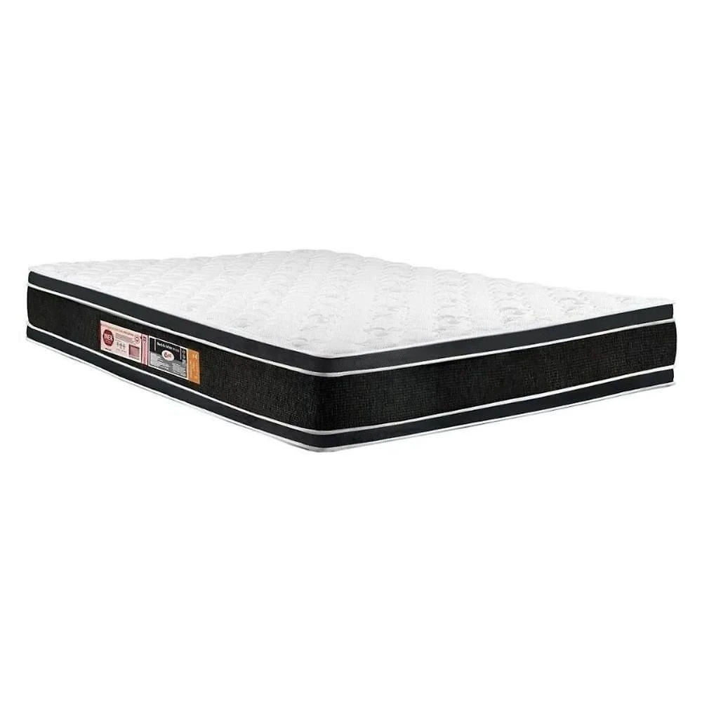 Colchão Viúva Espuma D33 Black White Air DF Pillow Top 128x188x27cm Branco Castor