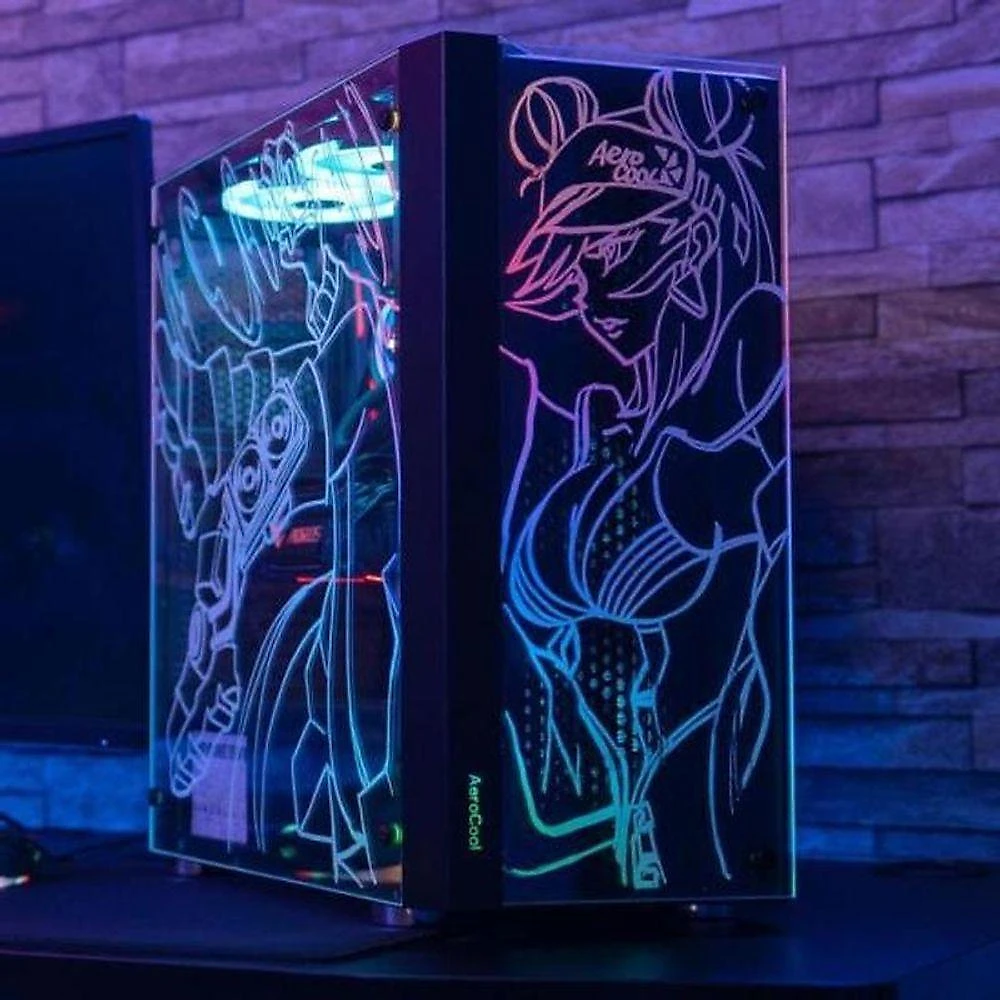 Gabinete Gamer Aerocool Skribble Preto Rgb Lateral Vidro