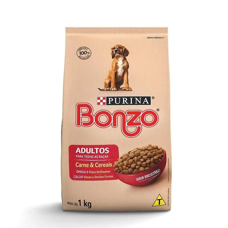 Ração BONZO para Cães Adultos Carne e Cereais 1kg