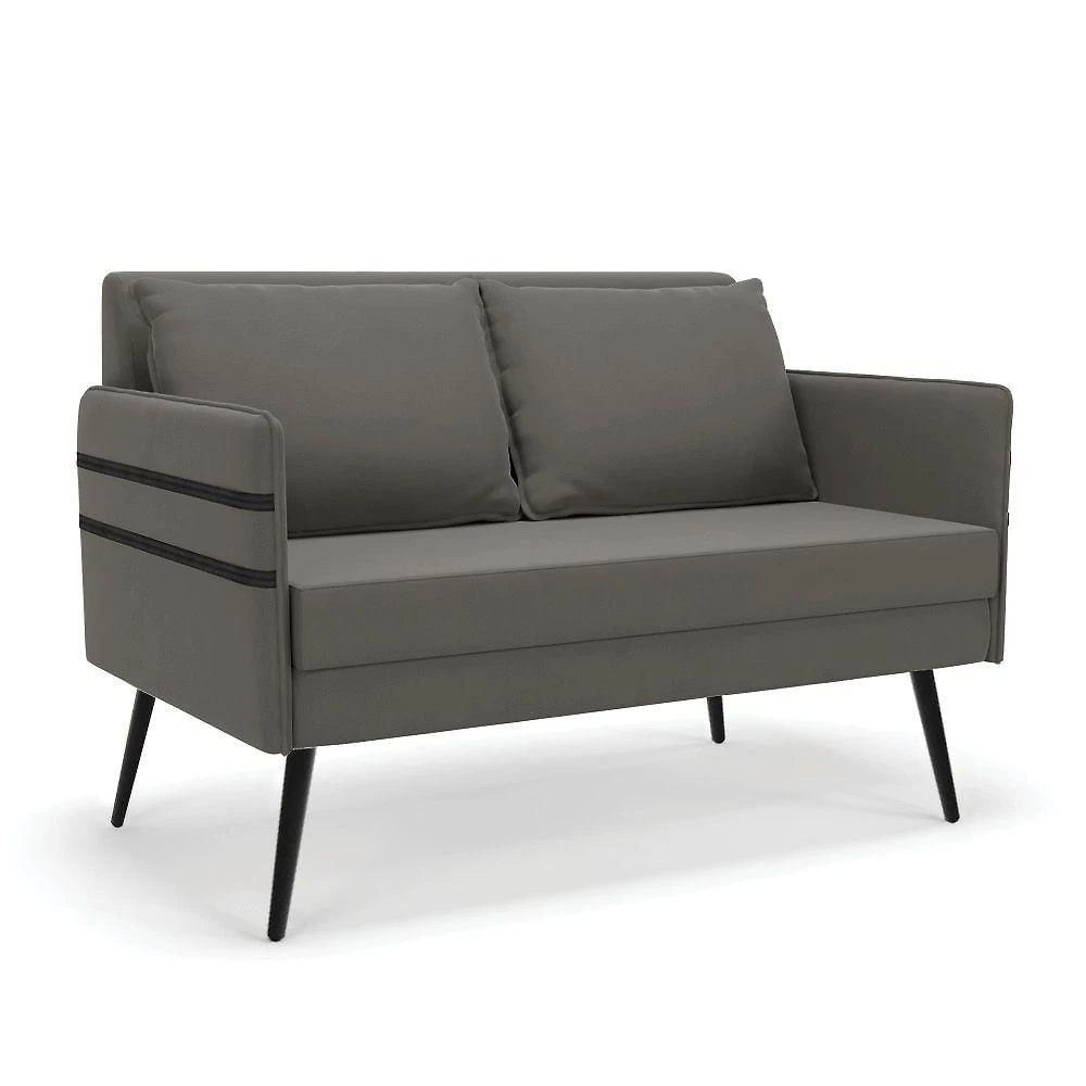 Namoradeira 02 Lugares Mari Suede De Ferro Grafite