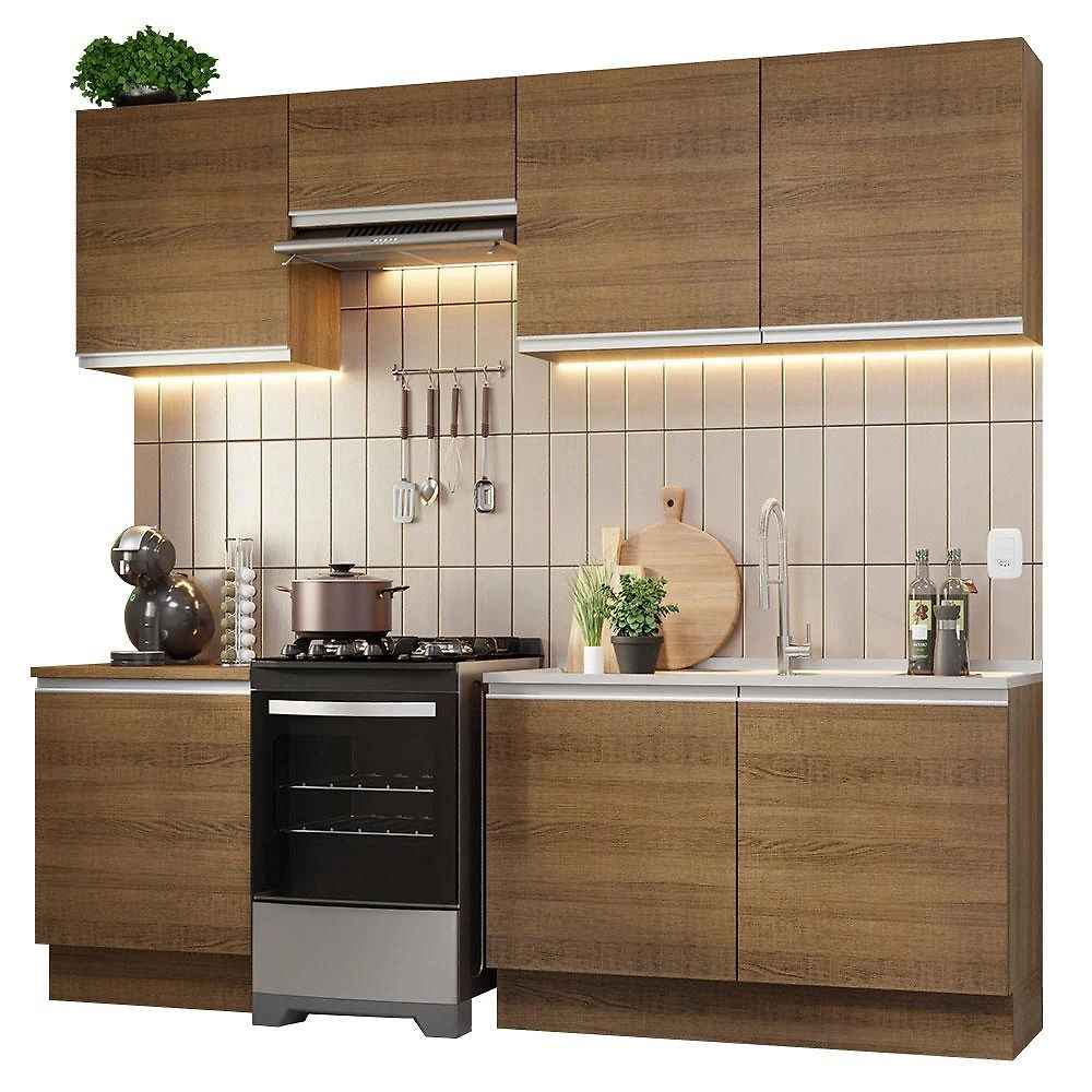 Armário de cozinha completa 240cm rustic glamy madesa 09