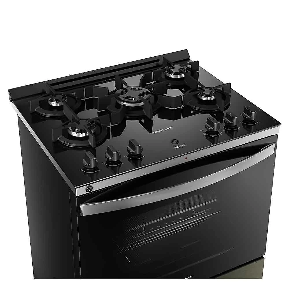 Fogão de Piso Brastemp de 05 Bocas Eclipse Collection Black Inox - BFS5LAP
