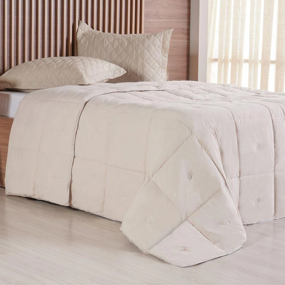Edredom Casal Toque De Plumas 260 Fios New 180x220cm Amendoa