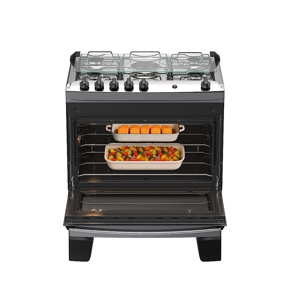 Fogão 5 Bocas Atlas Agile Up Com Mesa De Inox A Gás Bivolt Titanium