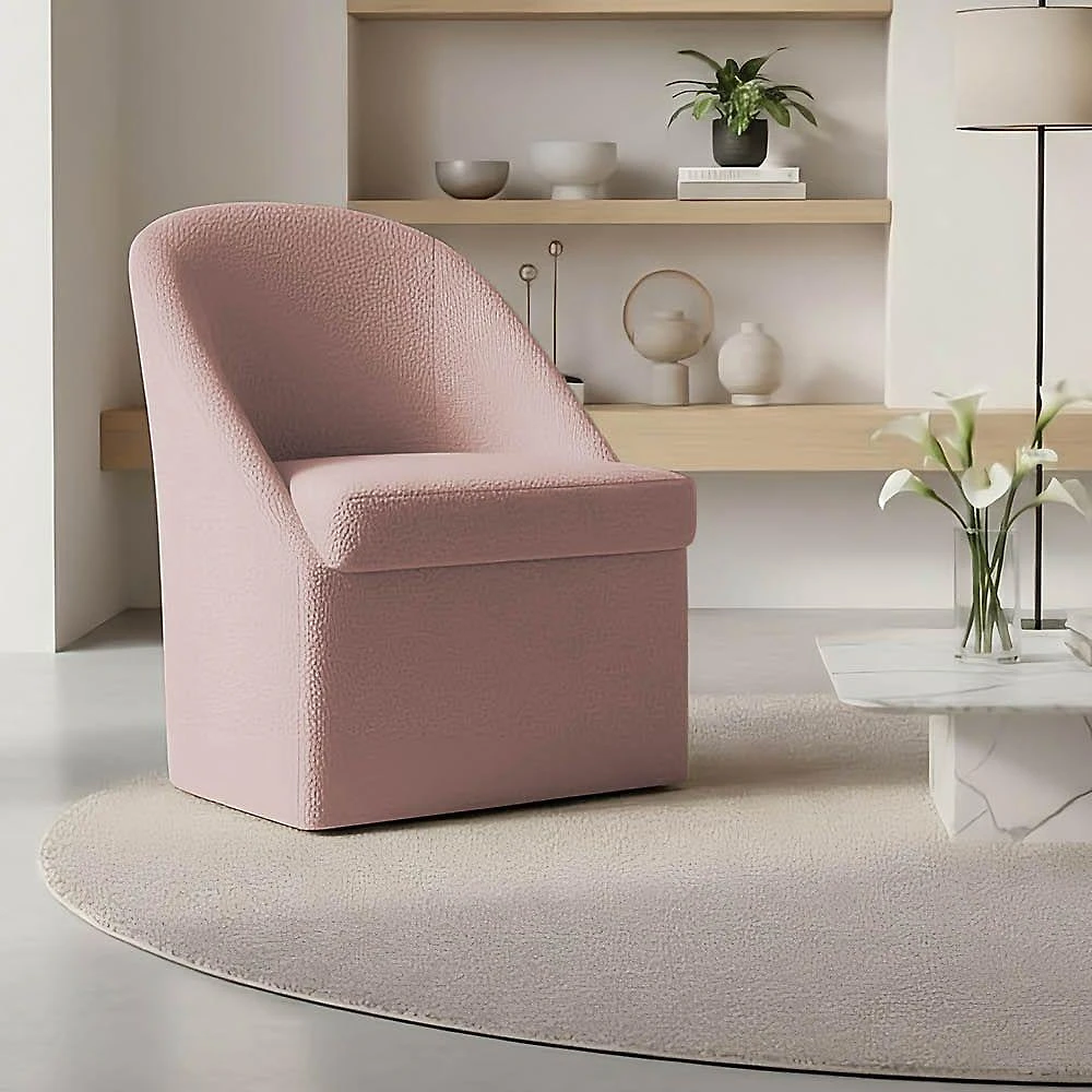 Kit 6 Cadeiras Malli Jantar Recepção Bouclê Liso Rosa Pallazio