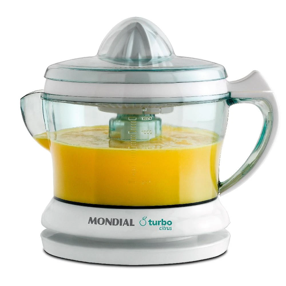 Espremedor 1,25L Mondial Turbo Citrus E-01 com Dupla Rotação e Acionamento Automático Branco 220V