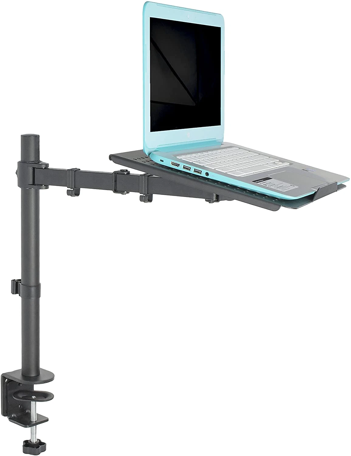 Suporte para suporte de mesa para notebook único VIVO extensão totalmente ajustável com braçadeira