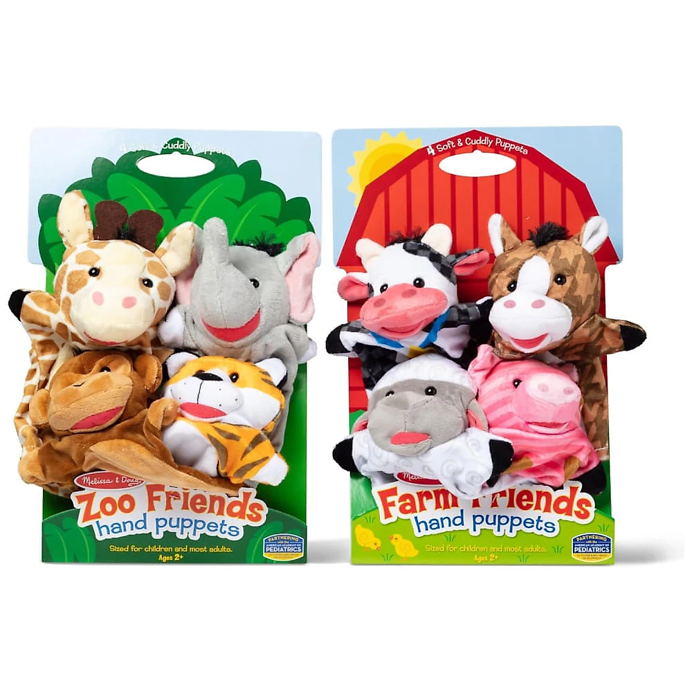 Kit 8 Fantoches de Mão, Tema Animais para Crianças Acima de 2 Anos, Melissa & Doug