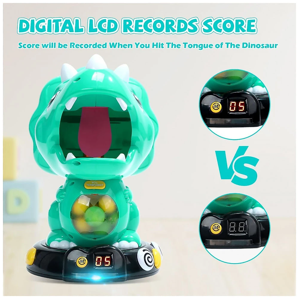 EagleStone Dinossauro Triceratops Móvel com Jogo de Tiro, 2 Armas, 48 Bolas de Espuma, Placar LCD - Diversão para Crianças