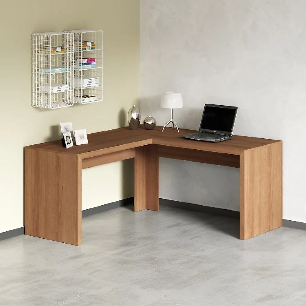 Kit 4 Peças com 1 Mesa em L 1 Balcão 1 Gaveteiro 1 Estante Espresso Móveis Conjunto Home Office 4 Peças com 1 Mesa em L 1 Balcão 1 Gaveteiro 1 Estante Espresso Móveis Amendoa