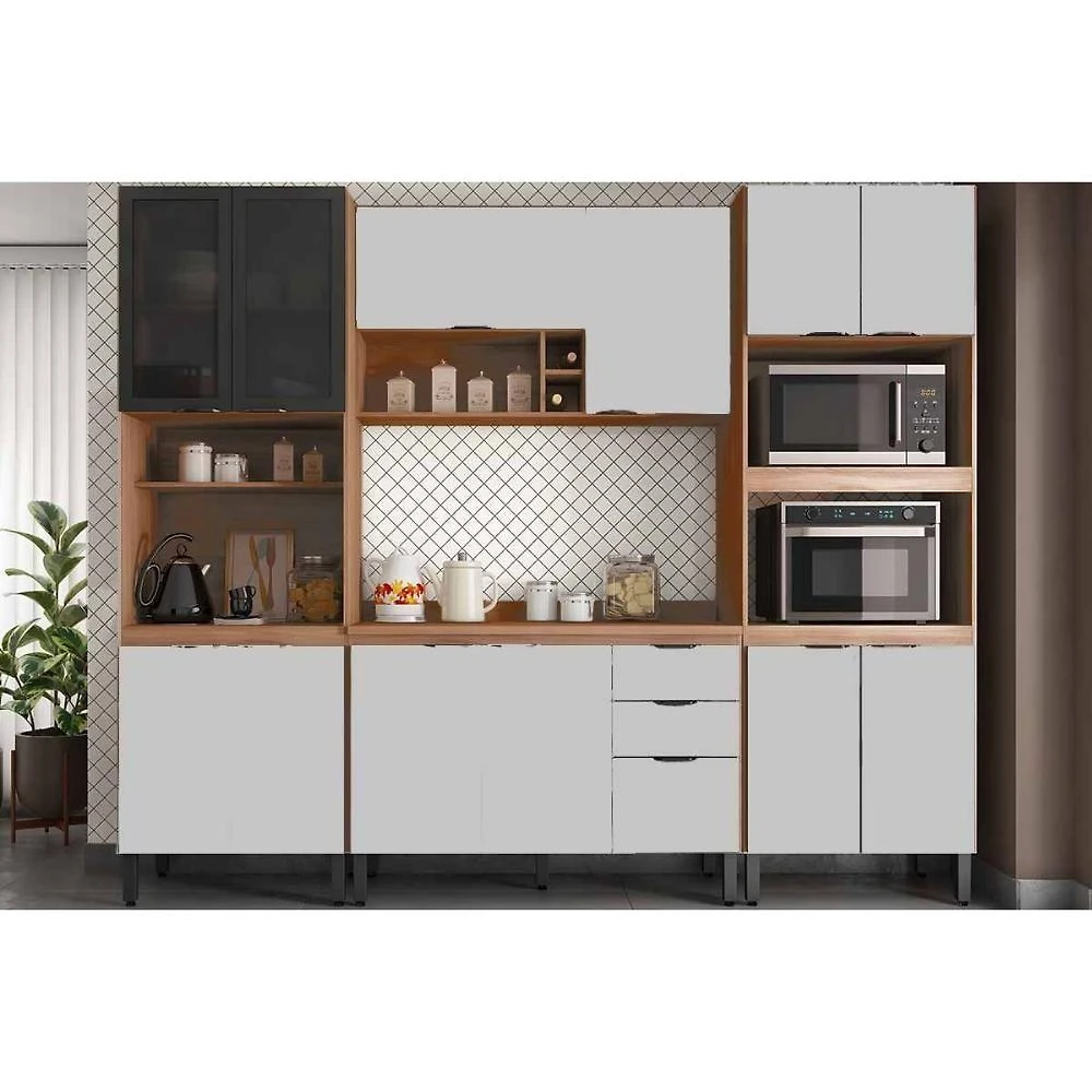 Kit Cozinha Firenze 4 Portas 2 Gavetas MDF-MDP 120CM Amendola e Nude Demóbile