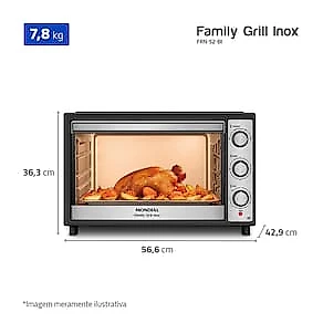 Forno Elétrico Mondial Grand Family FRN-52 52L 1800W Função Grill Timer 90 Min 110V