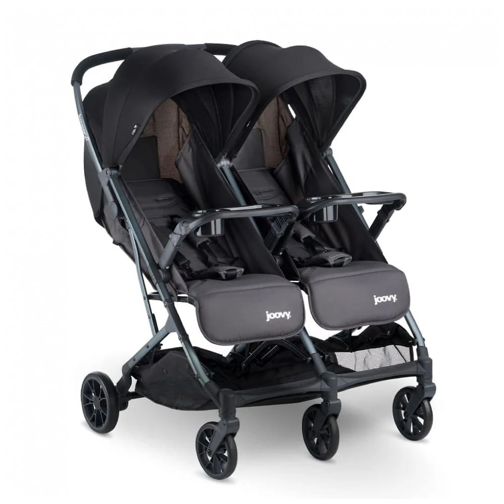 Carrinho de Bebê Duplo com Assentos Reclináveis e Dobra com Uma Mão, Joovy X2, Preto