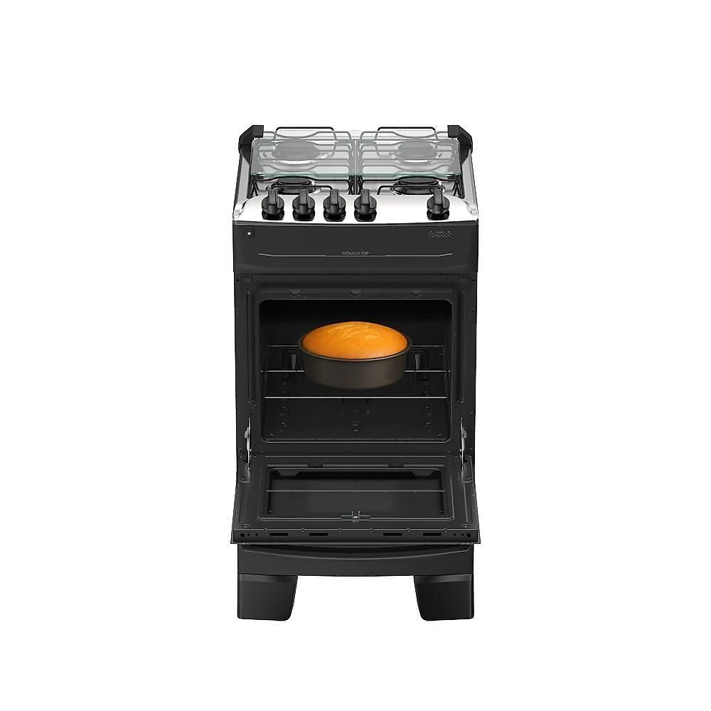 Fogão 4 Bocas Atlas Mônaco Top Mesa De Inox A Gás Preto Bivolt