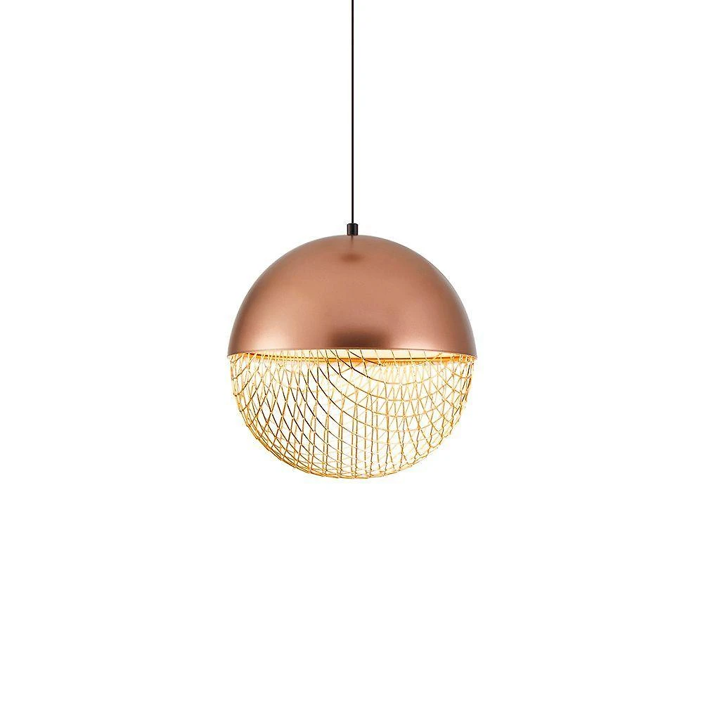 Lustre Pendente Nordecor Rezi 2933 25cm Cobre - Dourado Brilho Led Bivolt