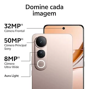 Miniatura Smartphone JOVI V50 Lite 5G Ouro Titânio 256GB, 8GB RAM, Dimensity 6300, Tela AMOLED 6.77" 120Hz, Câmera Traseira 50MP, Android 15 e IP65 Ouro