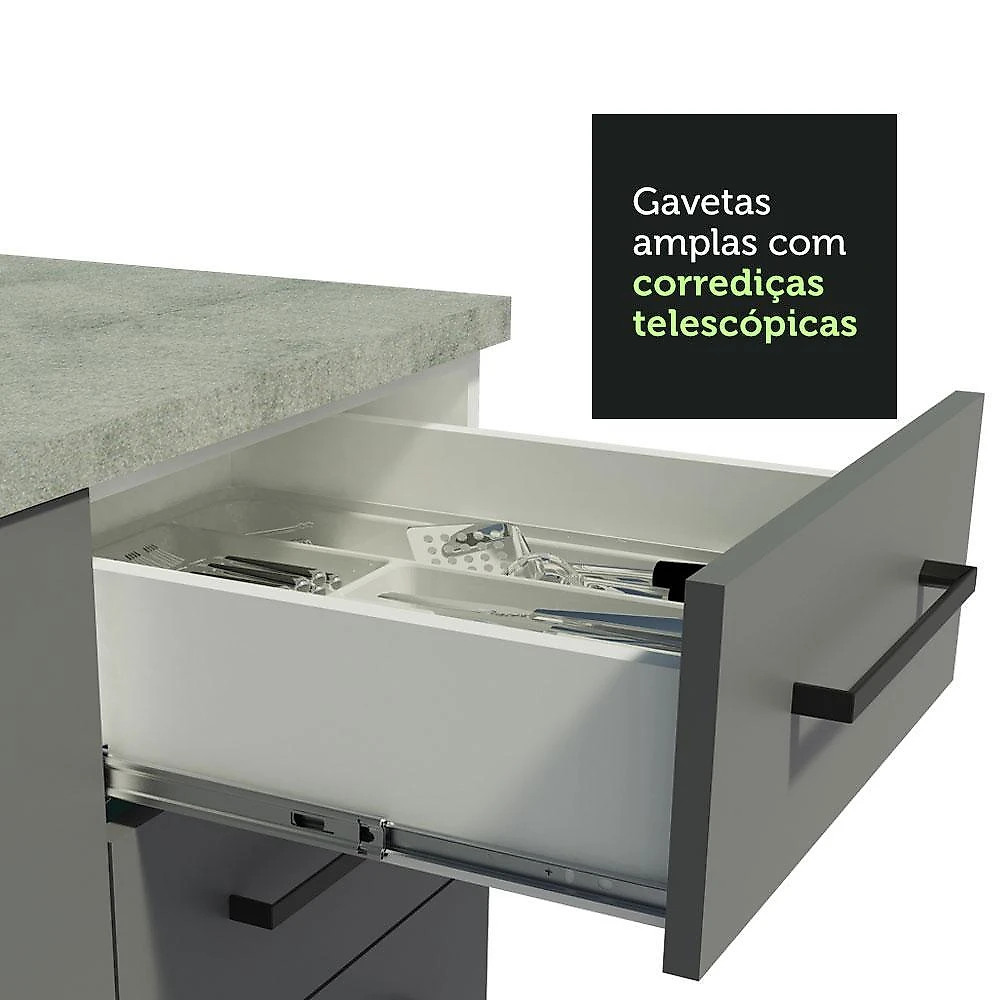 Armário de cozinha completa 250cm branco/cinza agata madesa 01