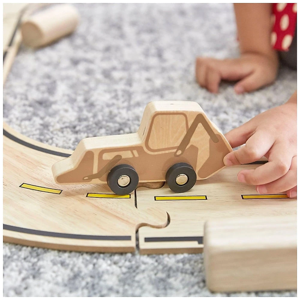 Conjunto de caminhões de madeira mini Guidecraft Mini Wooden Trucks com 10 veículos