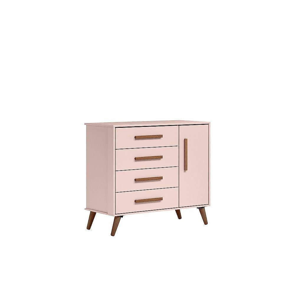 Conjunto Quarto Infantil Retro Guarda Roupa E Comoda Chicago Rosa