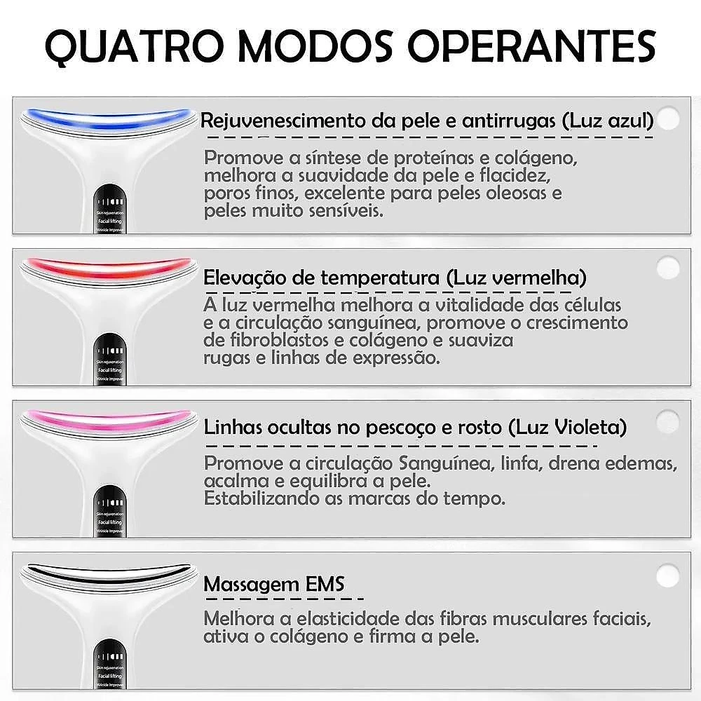 Massageador Facial BSL3804 com Terapia LED e EMS Branco Braslu