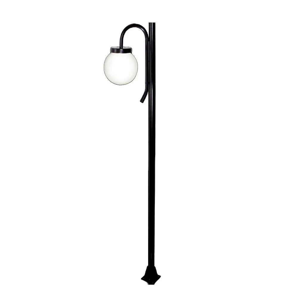 Poste Luminária Globo L055POM Braço Curvo Jardim 300cm Preto Ouro Minas