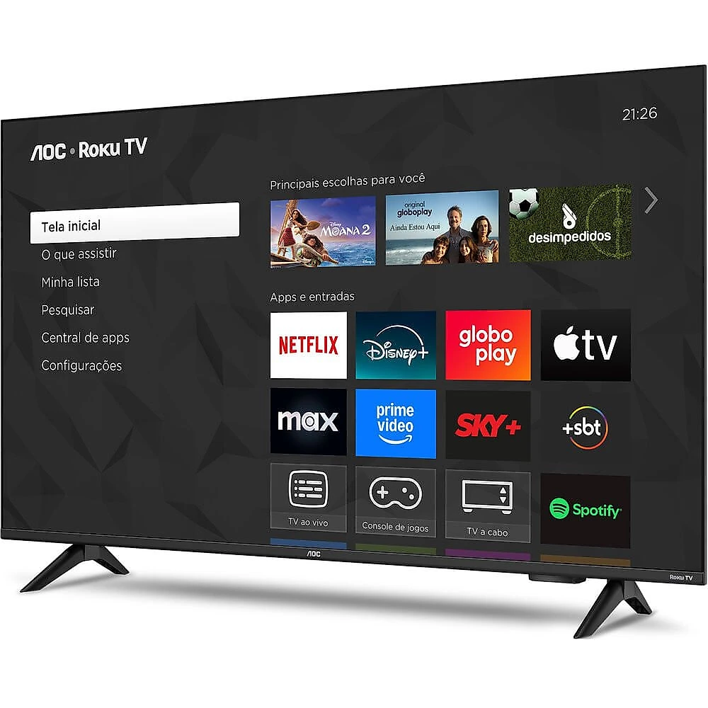 Smart TV 32 Polegadas DLED HD Roku TV 32S5155 78G AOC 032582413626 - Preto - Bivolt