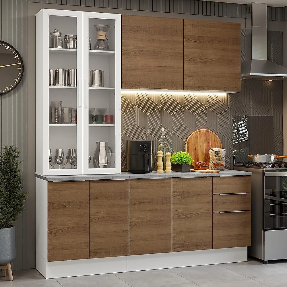 Armário de cozinha compacta 190cm stella madesa 03 branco