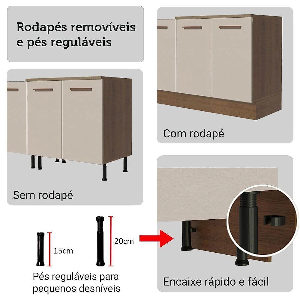 Armário De Cozinha Completa 549cm Rustic/crema Agata Madesa 01 Rustic/crema