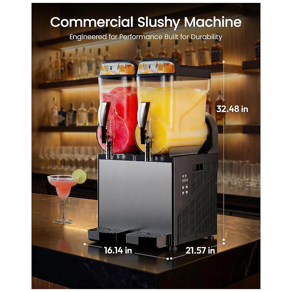 Máquina de Slush Raspadinha ICEVIVAL 30L Duplo Tanque Comercial Frozen Inox LED 240V