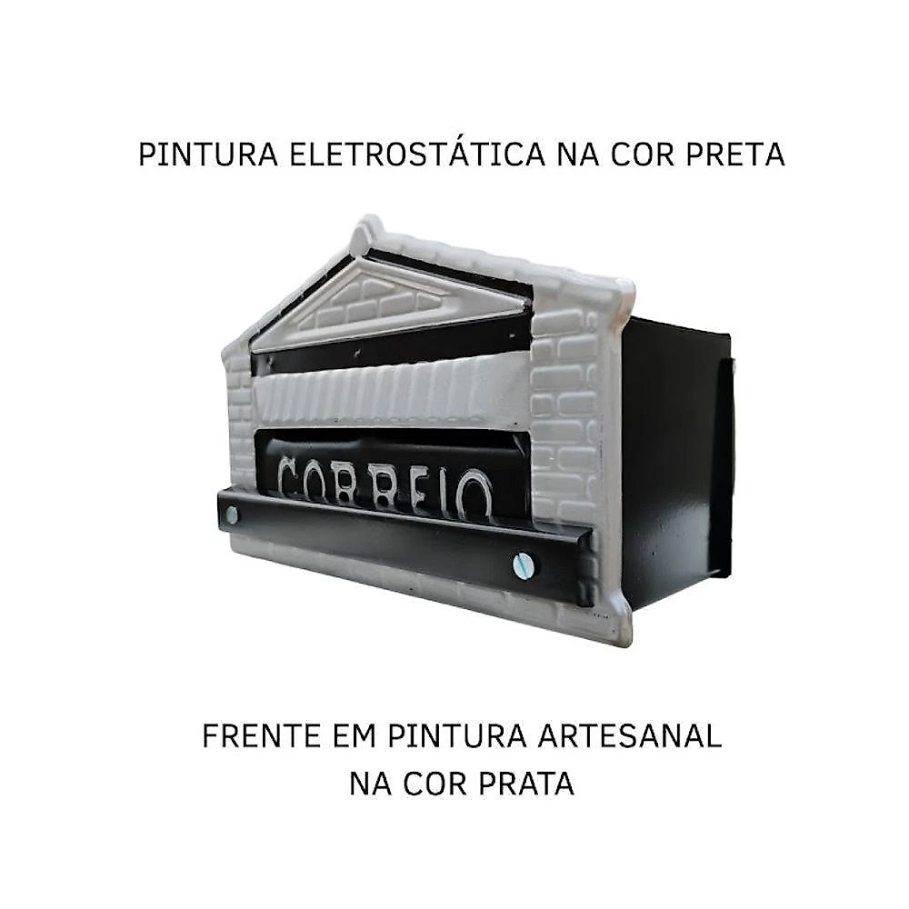 Caixa de Correio A064POM Abertura por Detrás Pintura Eletroestática Preto Ouro Minas 23CM