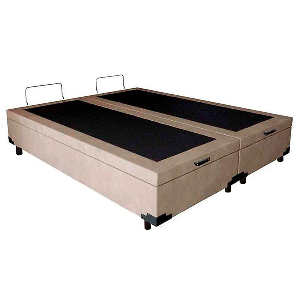 Cama Box Baú Queen Bipartido Suede Mega Cama Bege 158x198x45cm