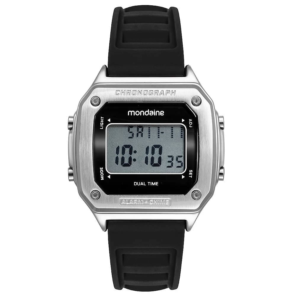 Relógio Masculino Digital Preto Silicone Quadrado 40mm