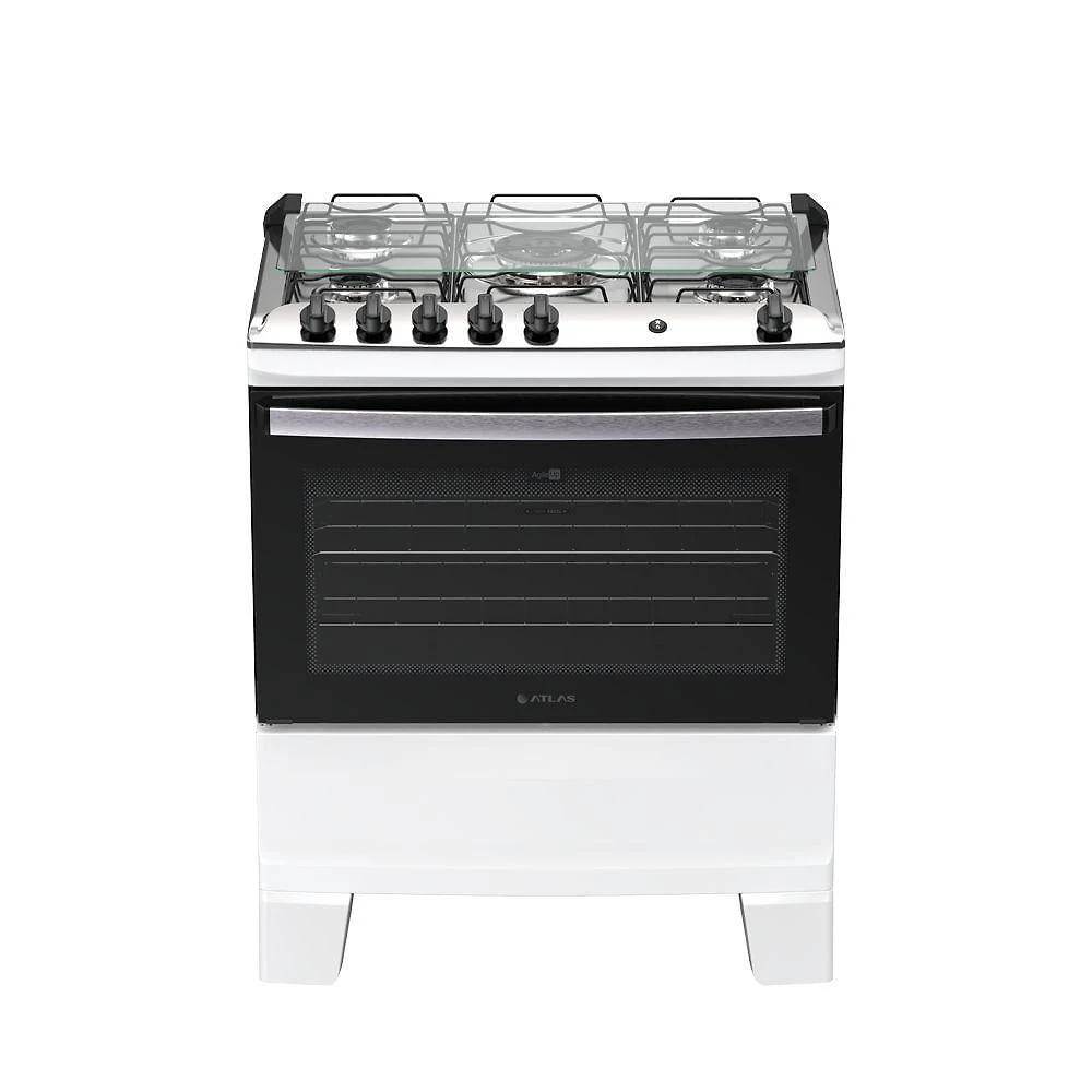 Fogão 5 Bocas Atlas Agile Up Automático Mesa Inox Branco Bivolt