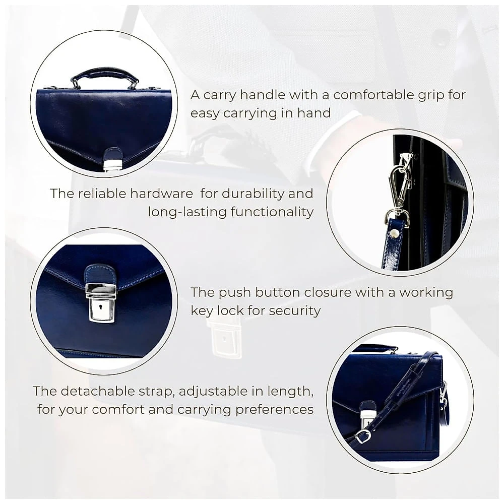Bolsa Carteiro Masculina de Couro Artesanal Italiano para Laptop com 15 Polegadas e Fecho em Zíper, Time Resistance, ... 110v