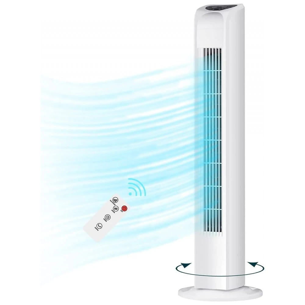 Ventilador de torre oscilante sem lâmina Uthfy com controle remoto, resfriamento silencioso, portátil, ventilador elétrico de piso com 3 velocidades