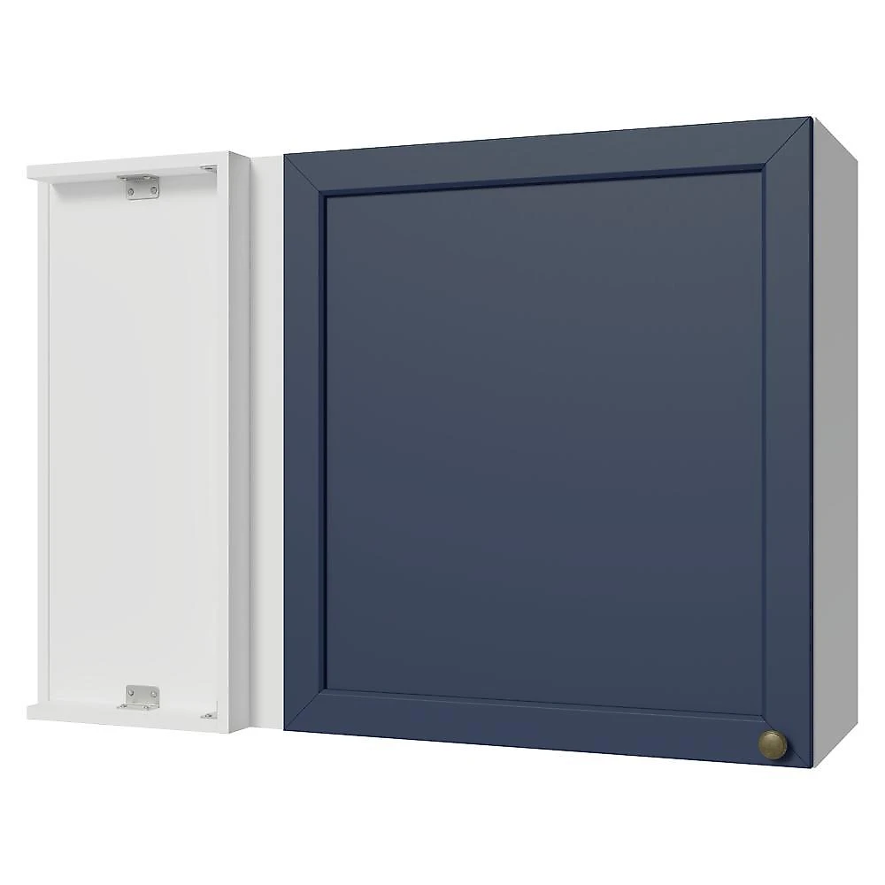 Armário aéreo de canto 1 porta branco/azul vik madesa