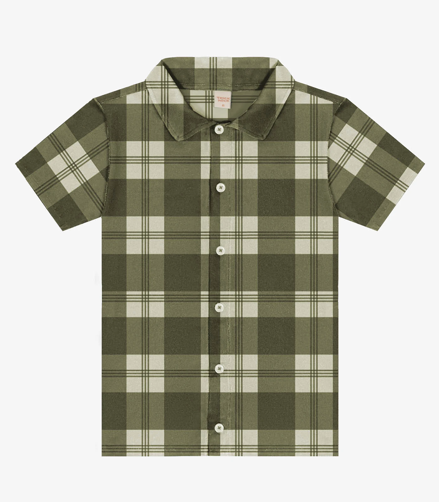 Camisa Infantil Xadrez Manga Curta Trick Nick Verde