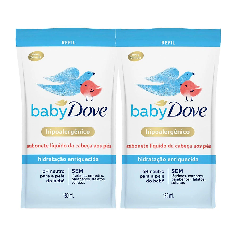 Sabonete Líquido Dove Baby Hidratação Enriquecida Refil 180ml | Kit com duas unidades