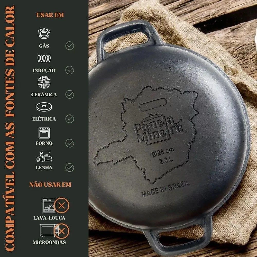 Panela Forno Holandes Mg 28 Cm 8,2 L Em Ferro Fundido Panela Mineira