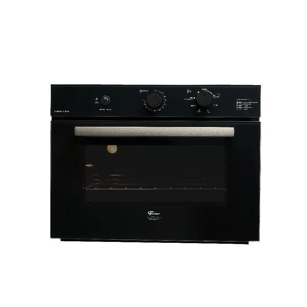 Forno A Gás De Embutir Fischer Easy Clean Infinity 50 Litros Com Grill Preto 220V