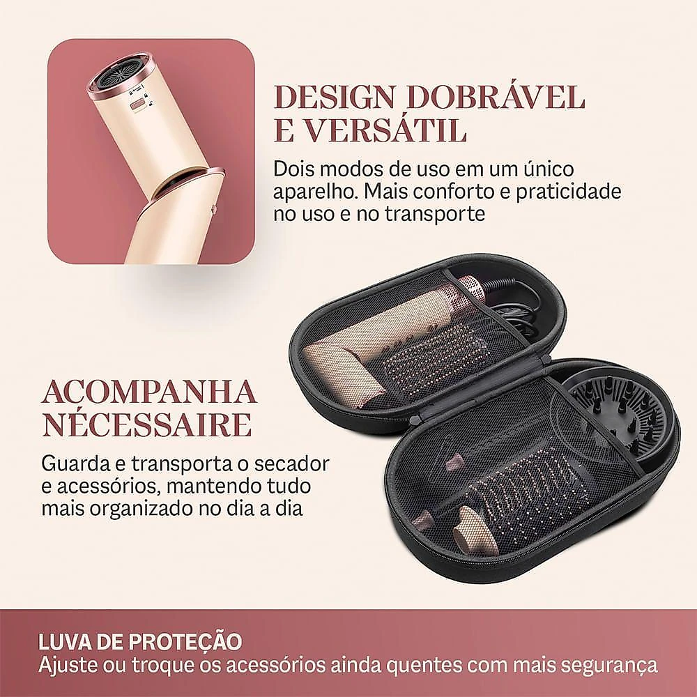 Secador Multifuncional 5 Em 1 Mondial Rosa Claro 1500W SM-01-BLDC-CP 110V
