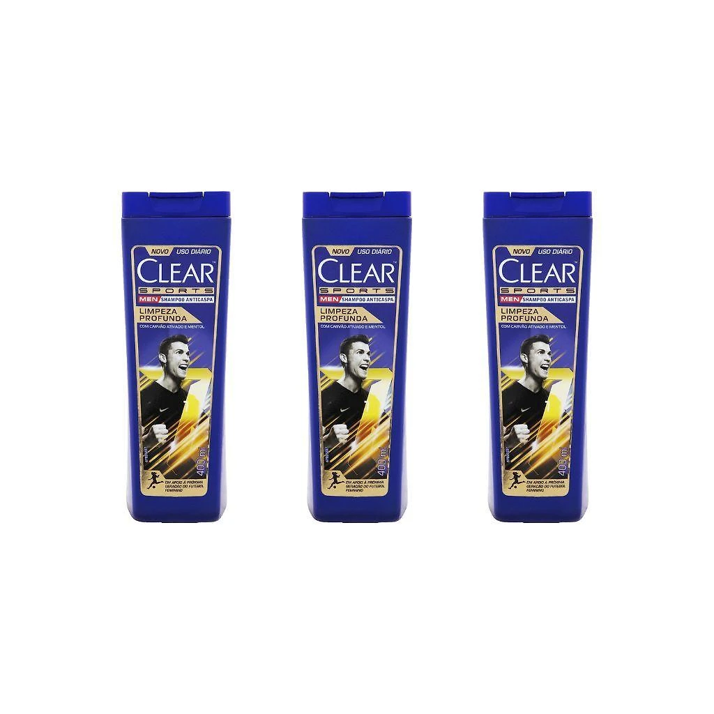 Miniatura Shampoo Clear 400Ml Limpeza Profunda - Kit Com 3Un